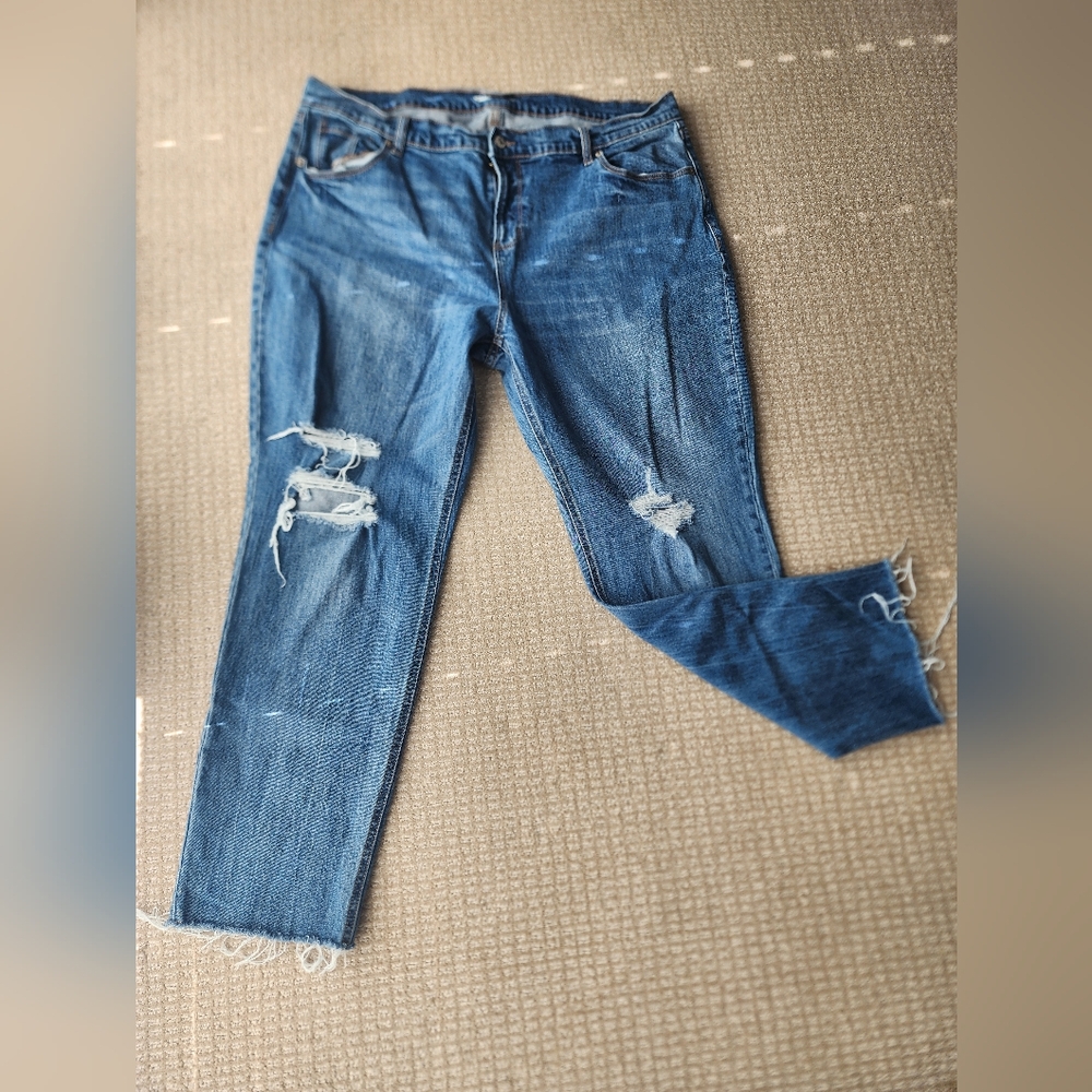 Size 18 Old Navy Boyfriend Distressed Blue Women's Jeans